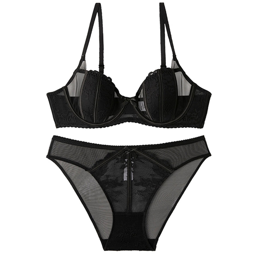 Lace Molded Cup Underwire Bra And Bikini Panty Set