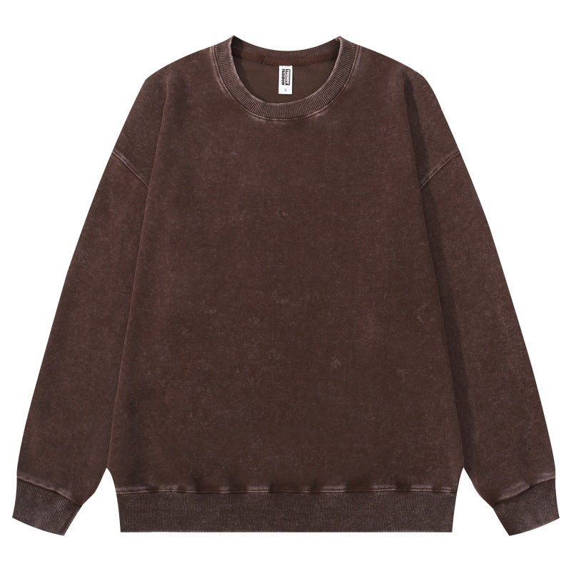Vintage Washed Oversized Crewneck Sweatshirt - Coffee