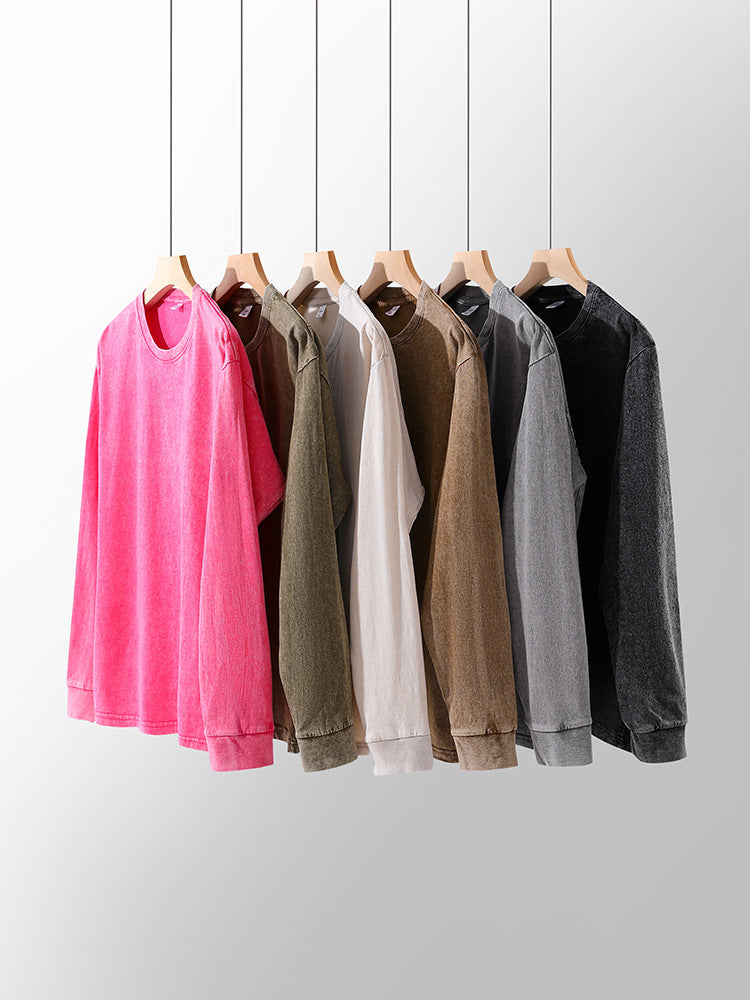 Washed Cotton Long Sleeve Tee Oversized Fit