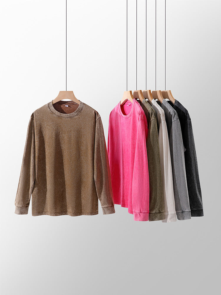 Washed Cotton Long Sleeve Tee Oversized Fit - view 10