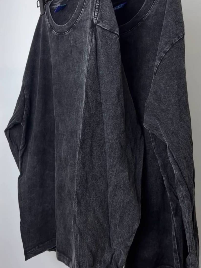 Washed Cotton Long Sleeve Tee Oversized Fit - view 11