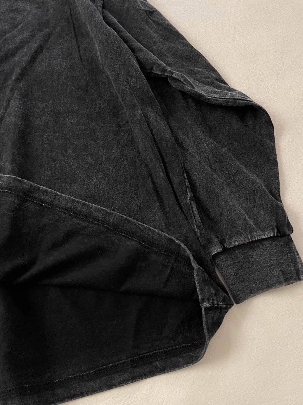 Washed Cotton Long Sleeve Tee Oversized Fit - view 12