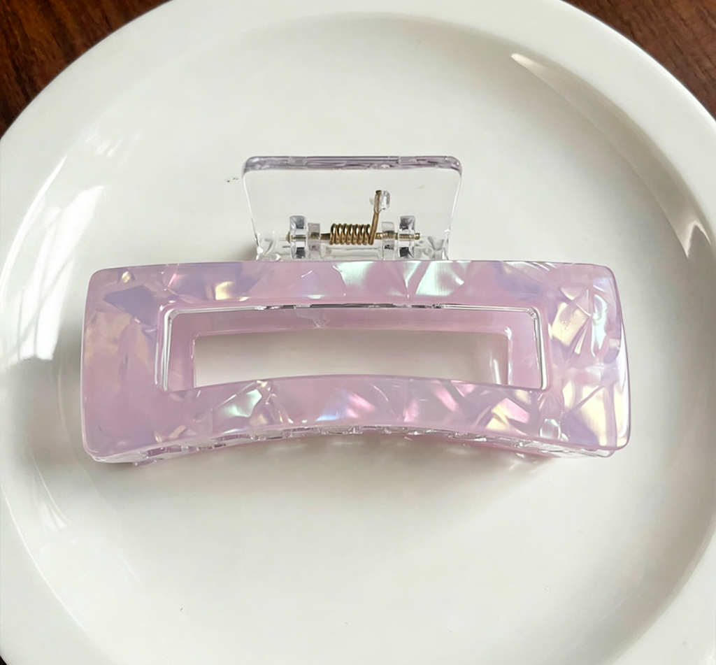 Holographic Open Rectangle Hair Claw Clip - Purple