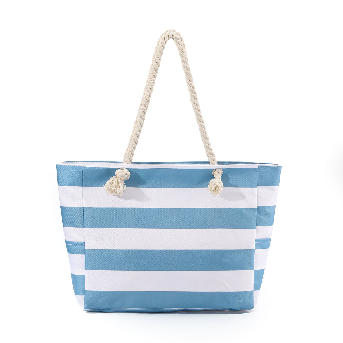 Rope Handle Printed Canvas Beach Tote - Stripes