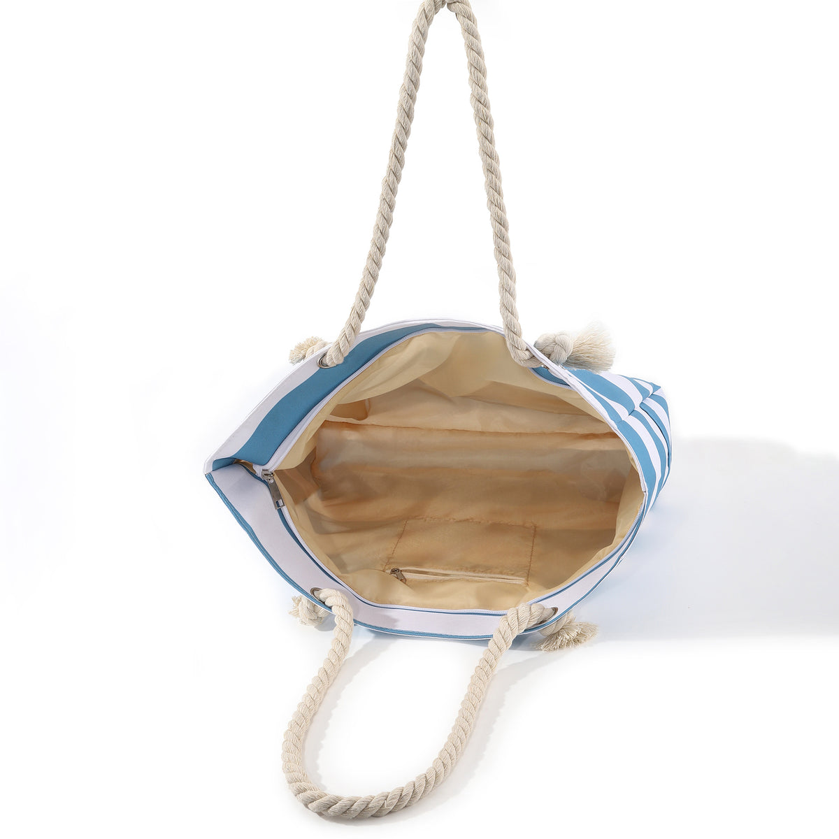 Rope Handle Printed Canvas Beach Tote - Stripes - 2