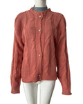 Cable Knit Button Front Cardigan Sweater - Orange