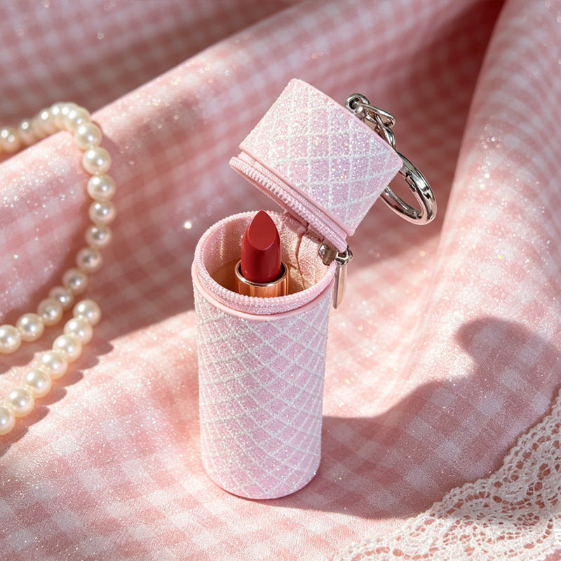 Quilted Lipstick Case Keychain Bag Charm - view 1