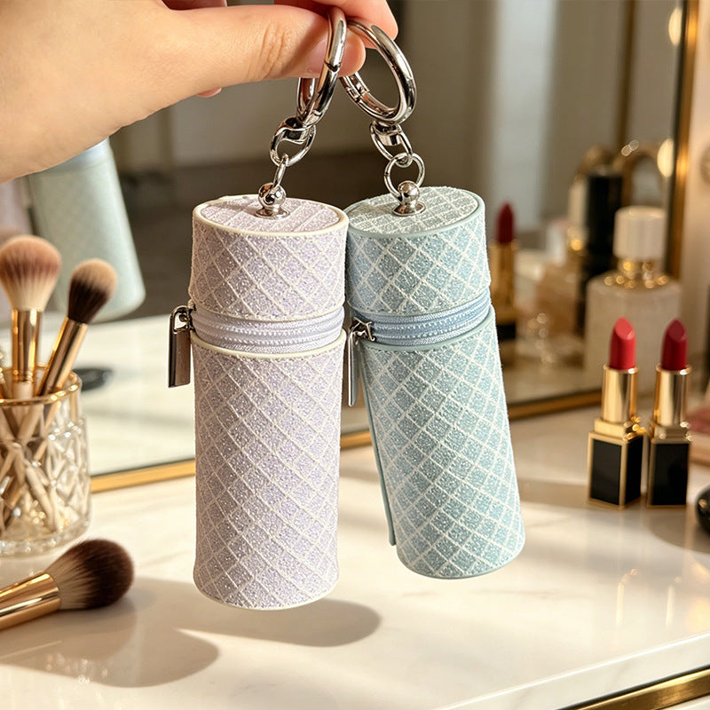 Quilted Lipstick Case Keychain Bag Charm - view 3