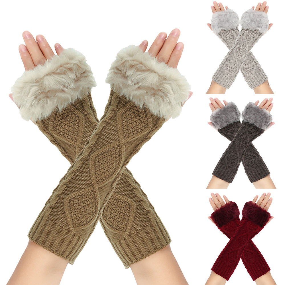 Long Cable Knit Fingerless Arm Warmers