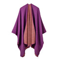 Reversible Two Tone Solid Cape Wrap - purple