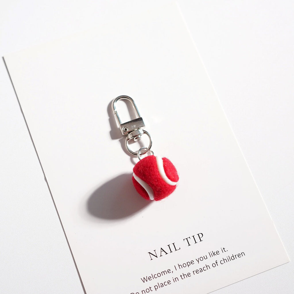 Mini Tennis Ball Plush Bag Charm Keychain - NO-5