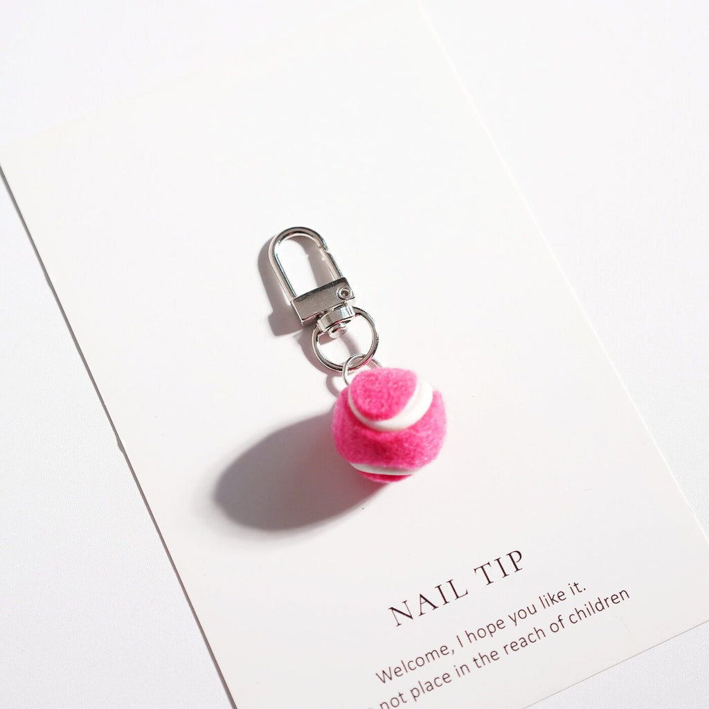 Mini Tennis Ball Plush Bag Charm Keychain - NO-6