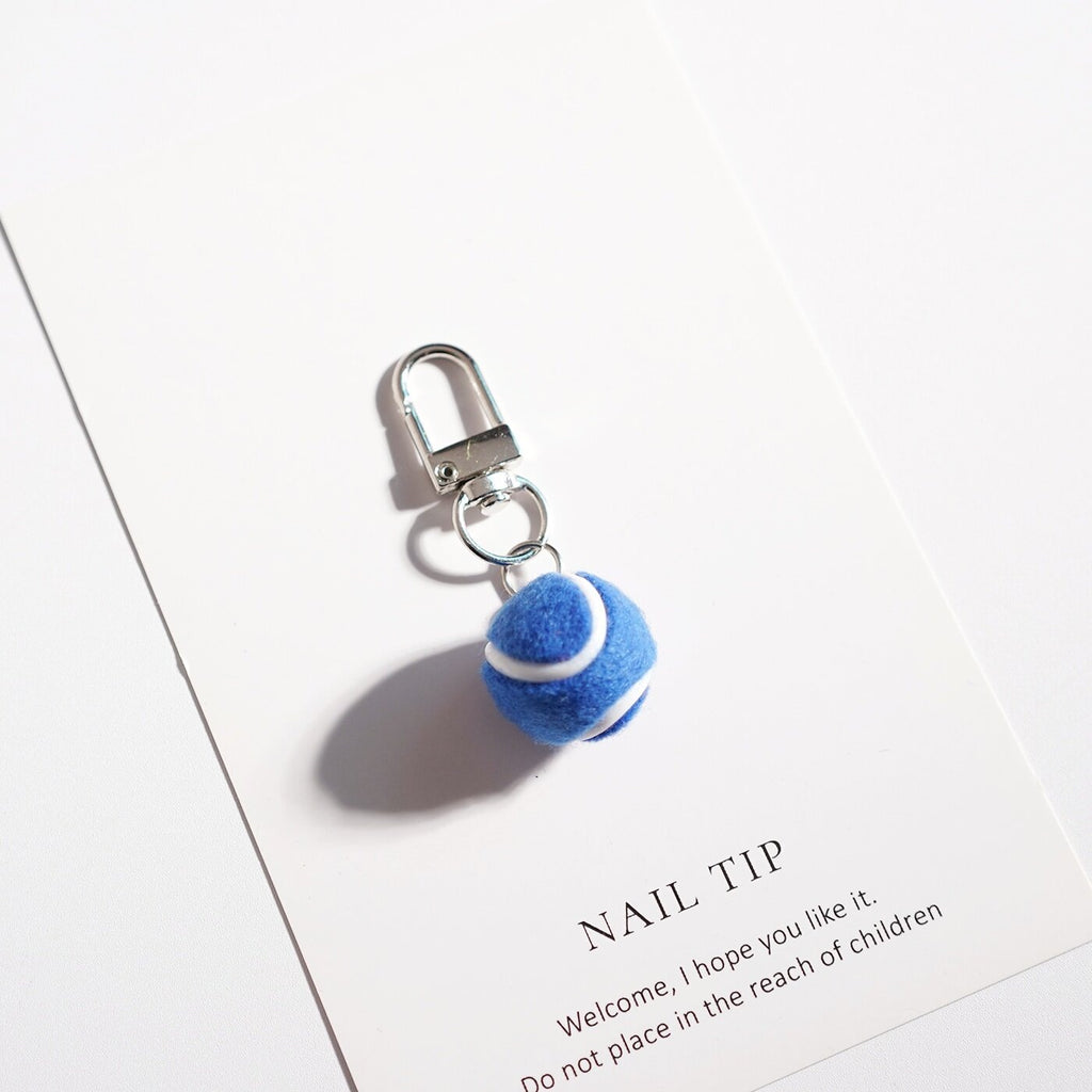 Mini Tennis Ball Plush Bag Charm Keychain - NO-7 - 1