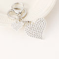 Pave Rhinestone Heart Charm Keychain - Silvery