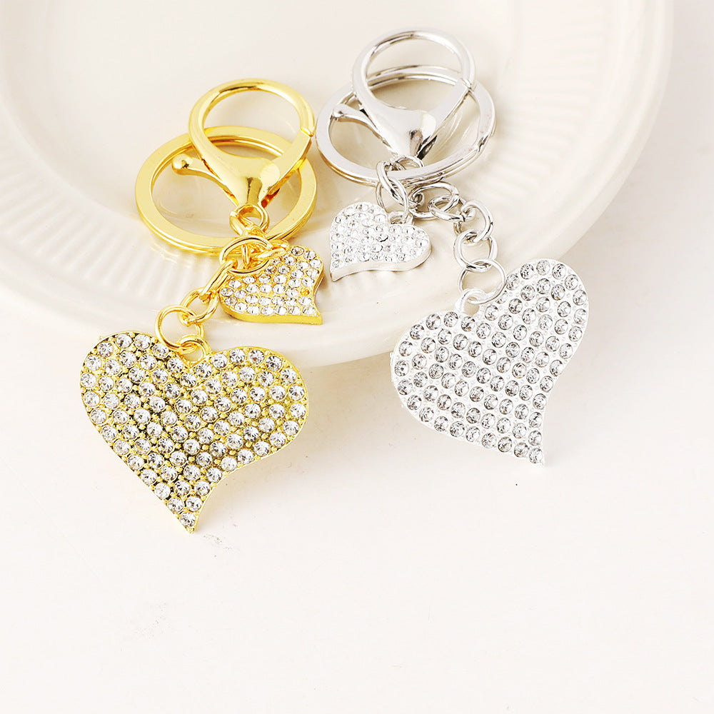 Pave Rhinestone Heart Charm Keychain - view 1