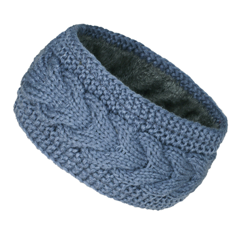 Extra Wide Plush Lined Cable Headband - HazeBlue