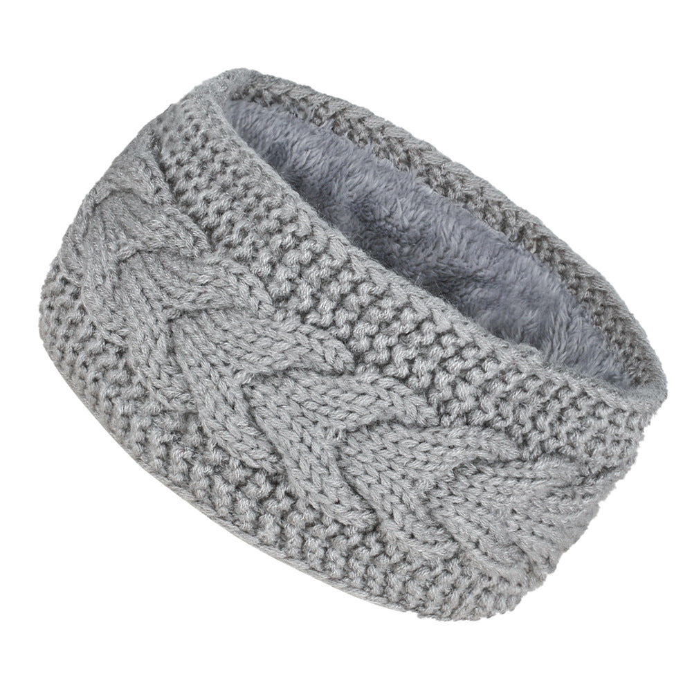 Extra Wide Plush Lined Cable Headband - LightGrey
