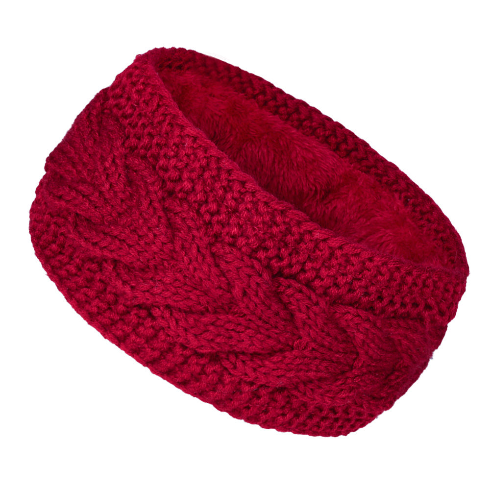 Extra Wide Plush Lined Cable Headband - Red