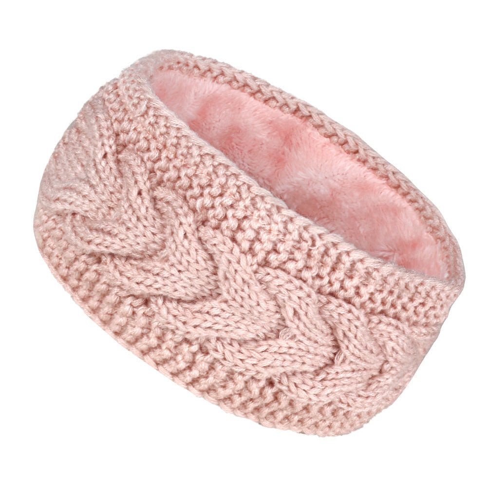 Extra Wide Plush Lined Cable Headband - blush