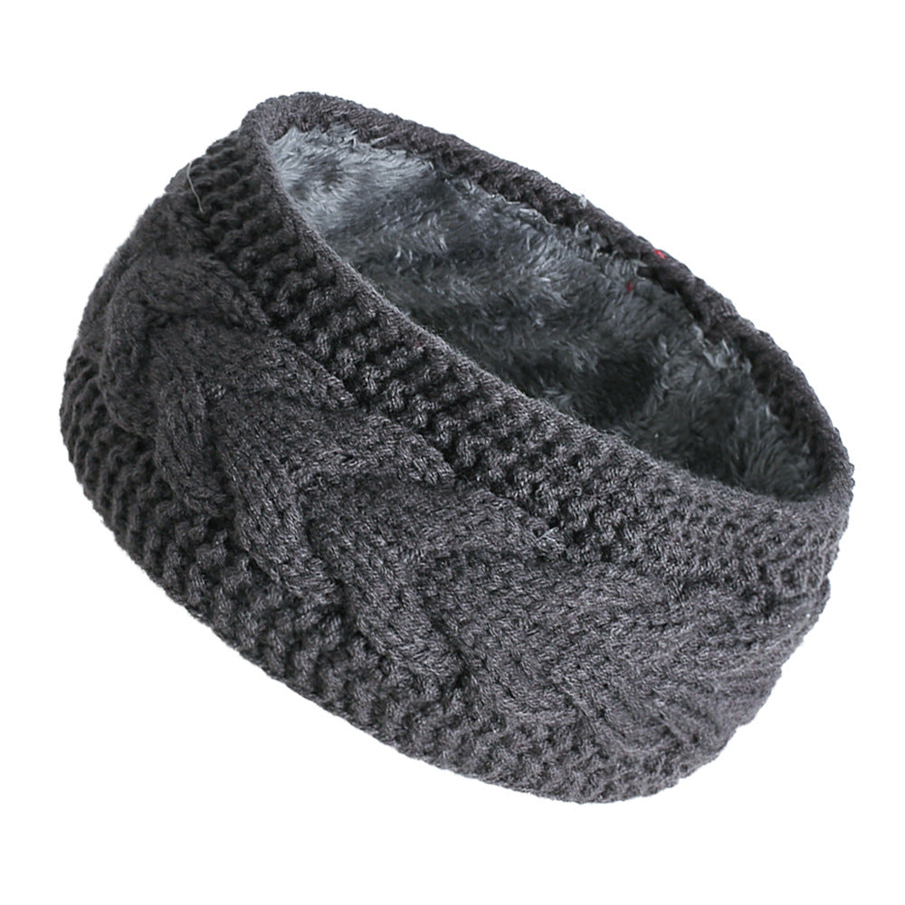 Extra Wide Plush Lined Cable Headband - charcoal
