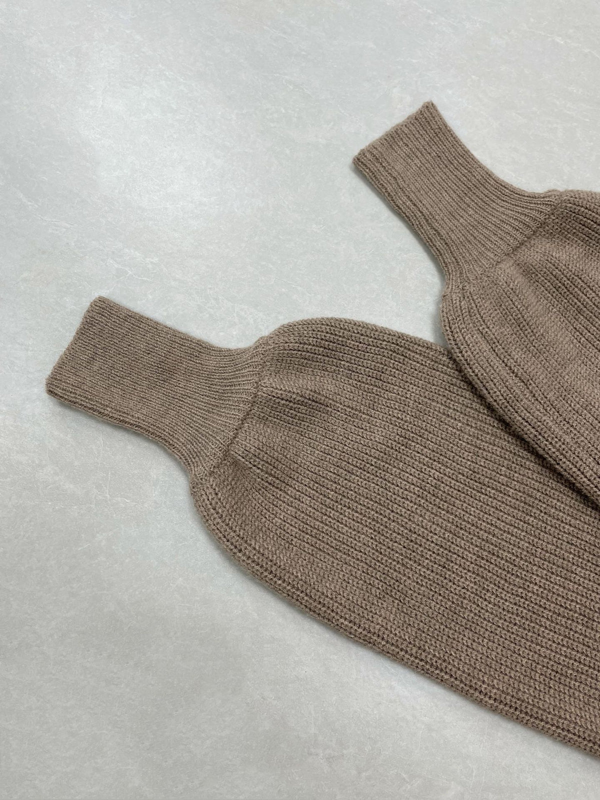 Balloon Sleeve Knit A-Line Mini Dress - Khaki - 1