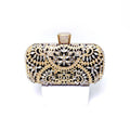 Crystal Embellished Box Clutch Evening Bag - Black