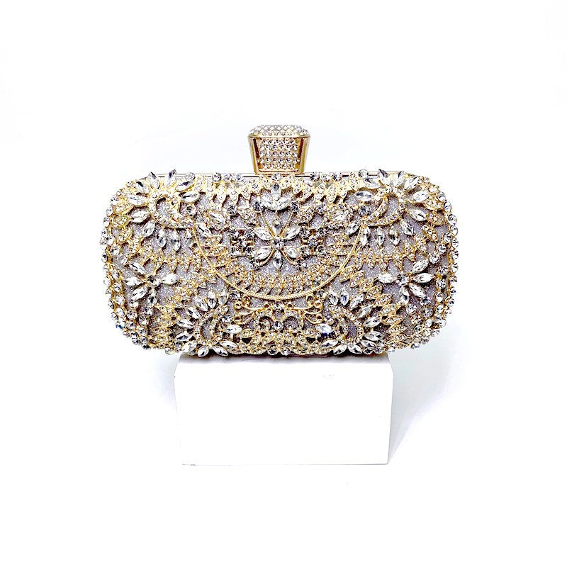 Crystal Embellished Box Clutch Evening Bag