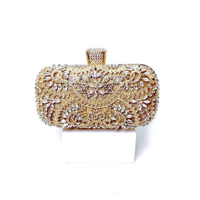 Crystal Embellished Box Clutch Evening Bag