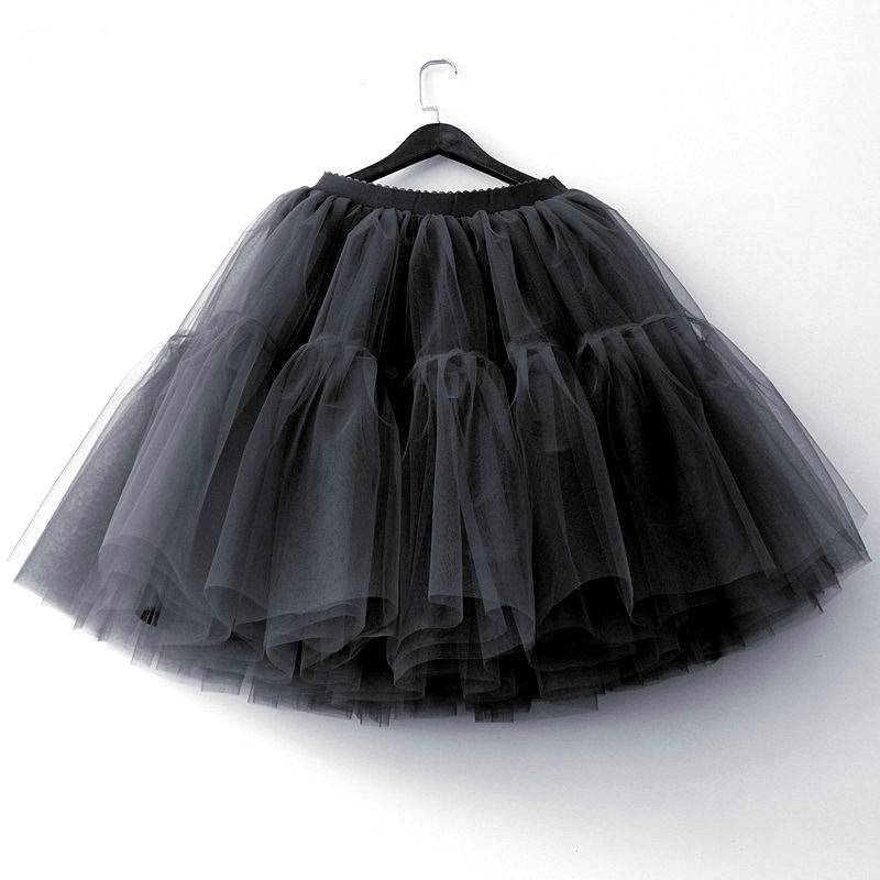 Puffy Tiered Tulle Party Skirt - 03-Black