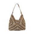 Crochet Granny Square Slouchy Tote Bag - Coffee