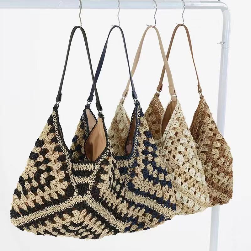 Crochet Granny Square Slouchy Tote Bag