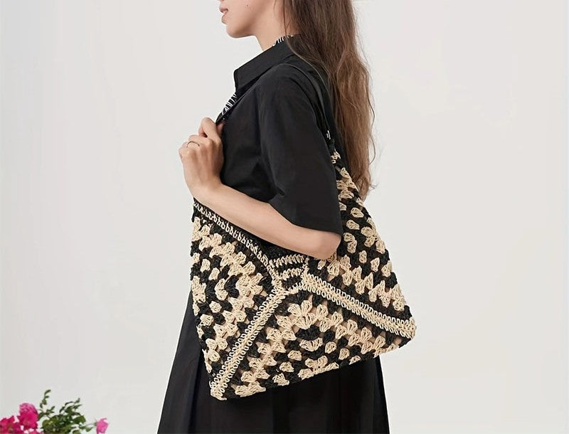 Crochet Granny Square Slouchy Tote Bag - view 3