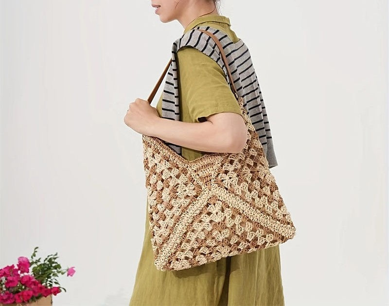 Crochet Granny Square Slouchy Tote Bag - view 4