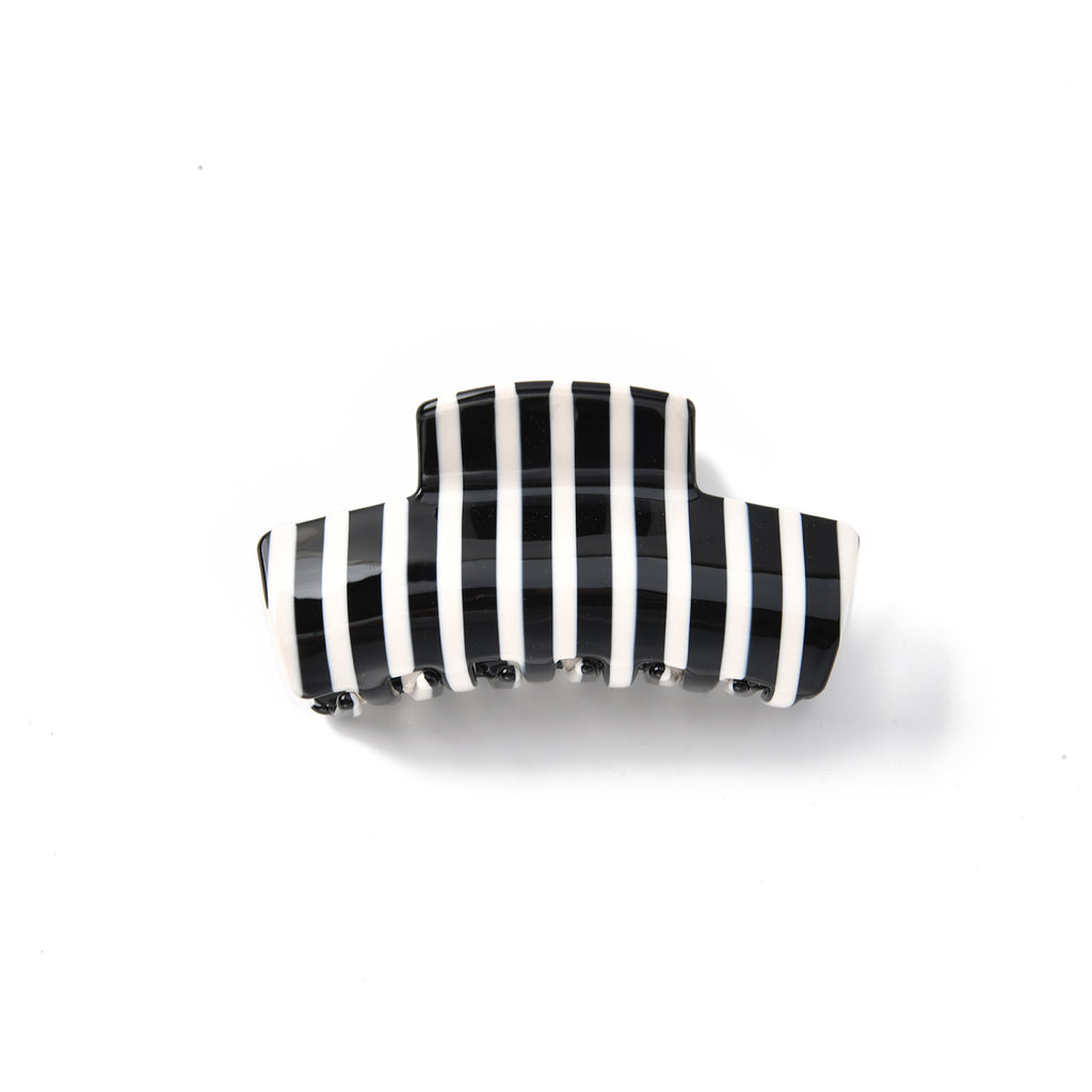Candy Stripe Hair Claw Clip - Black