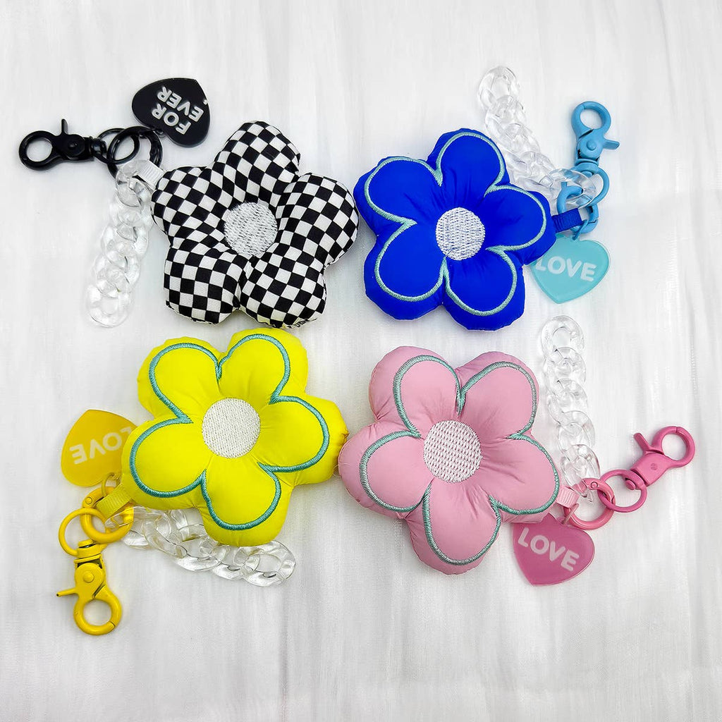 Puffy Flower Plush Bag Charm Keychain