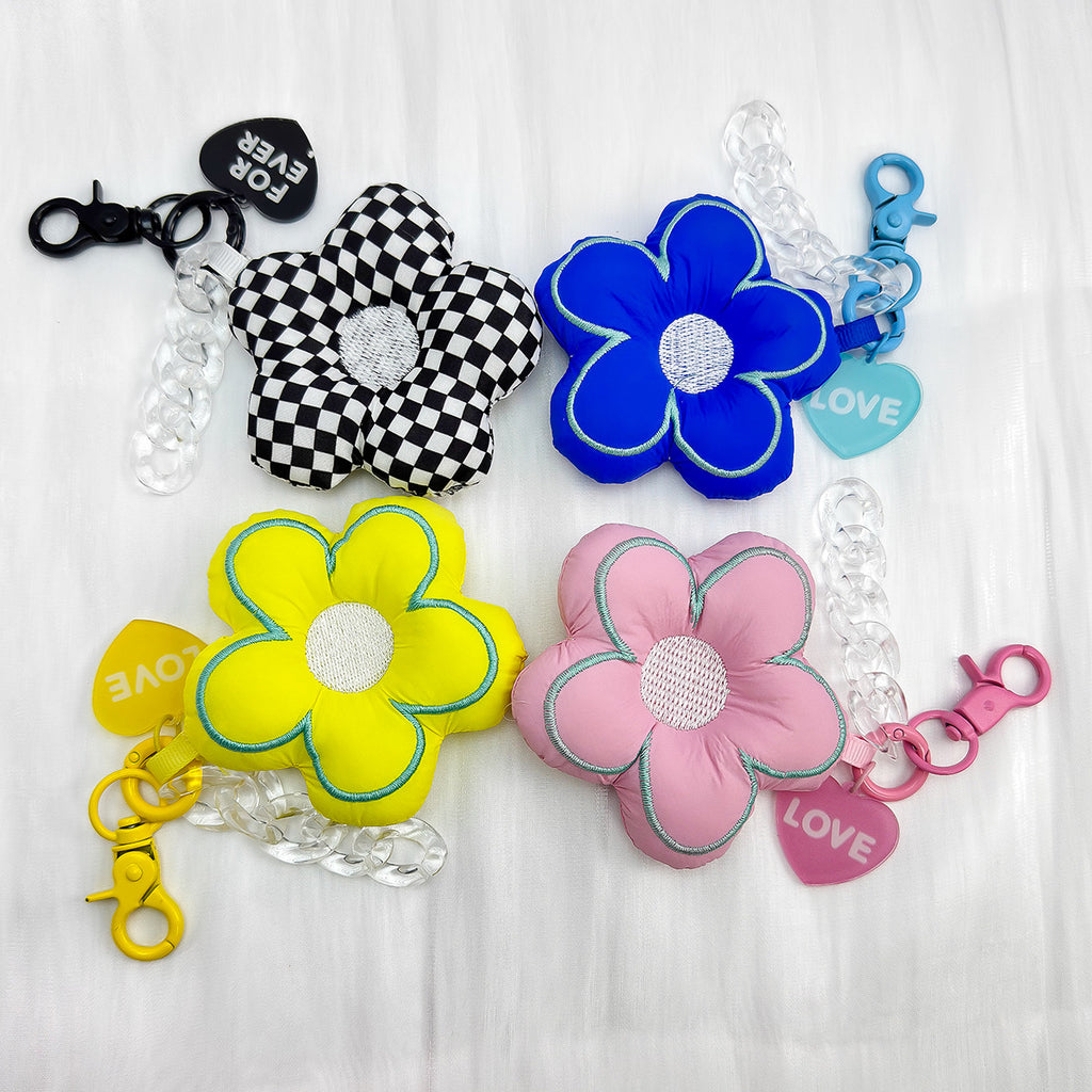 Puffy Flower Plush Bag Charm Keychain - view 1