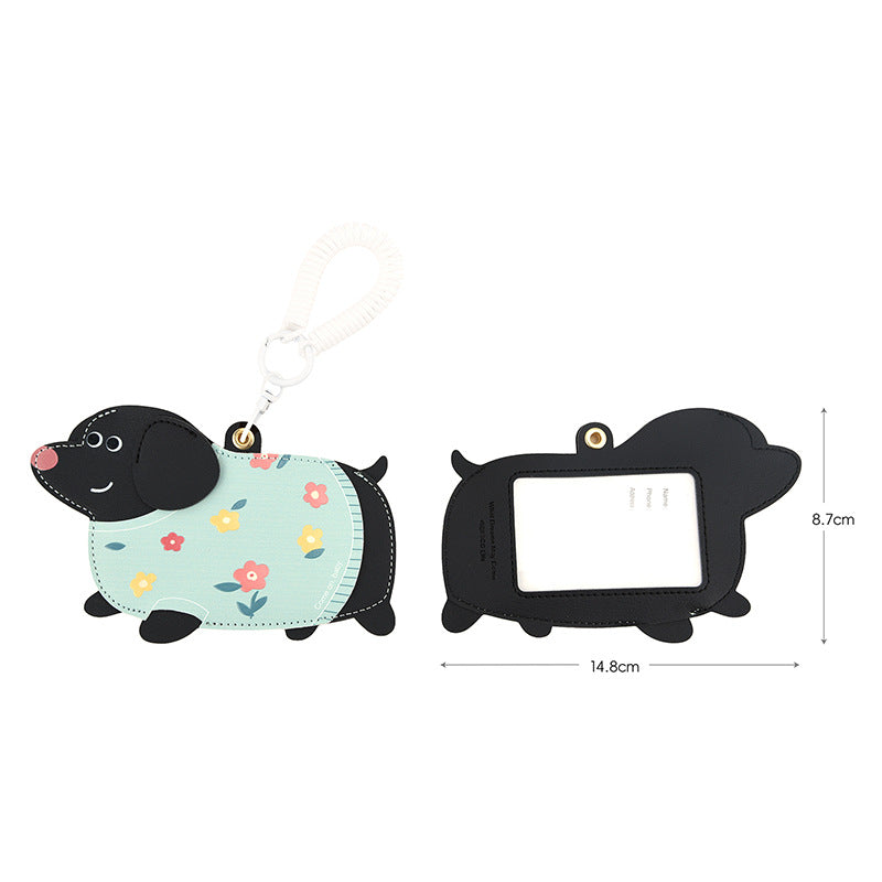 Dachshund Puppy Photo Card Keychain Charm - NO-1