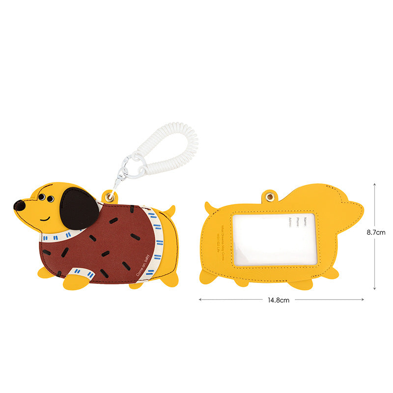 Dachshund Puppy Photo Card Keychain Charm - NO-3