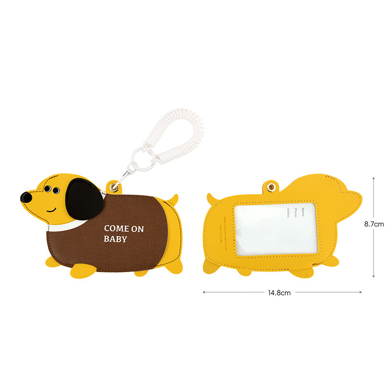 Dachshund Puppy Photo Card Keychain Charm - NO-4