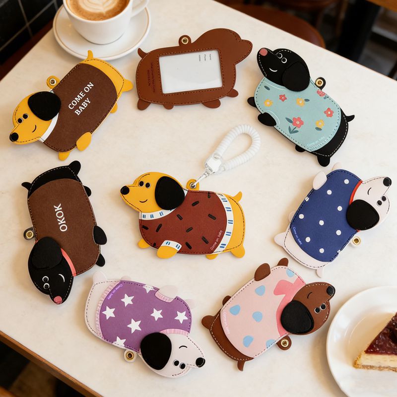 Dachshund Puppy Photo Card Keychain Charm - NO-8