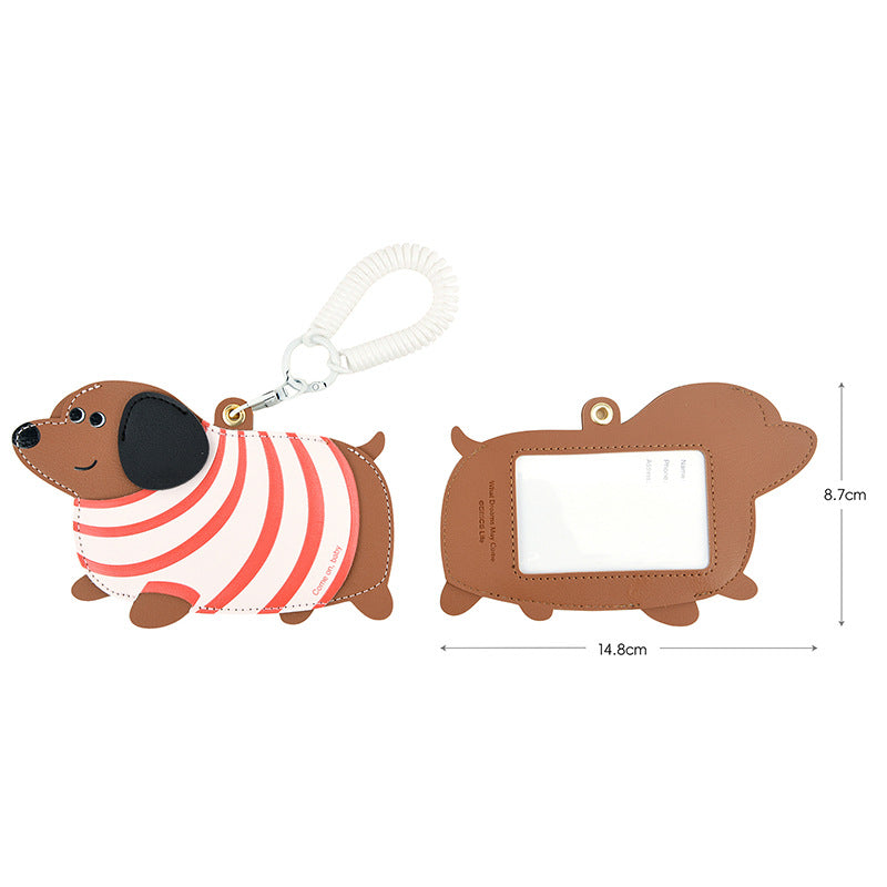 Dachshund Puppy Photo Card Keychain Charm - NO-8 - 1