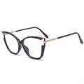 Retro Cat Eye Clear Lens Eyeglass Frames - Black