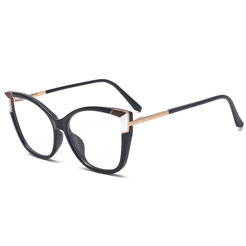 Retro Cat Eye Clear Lens Eyeglass Frames - Black