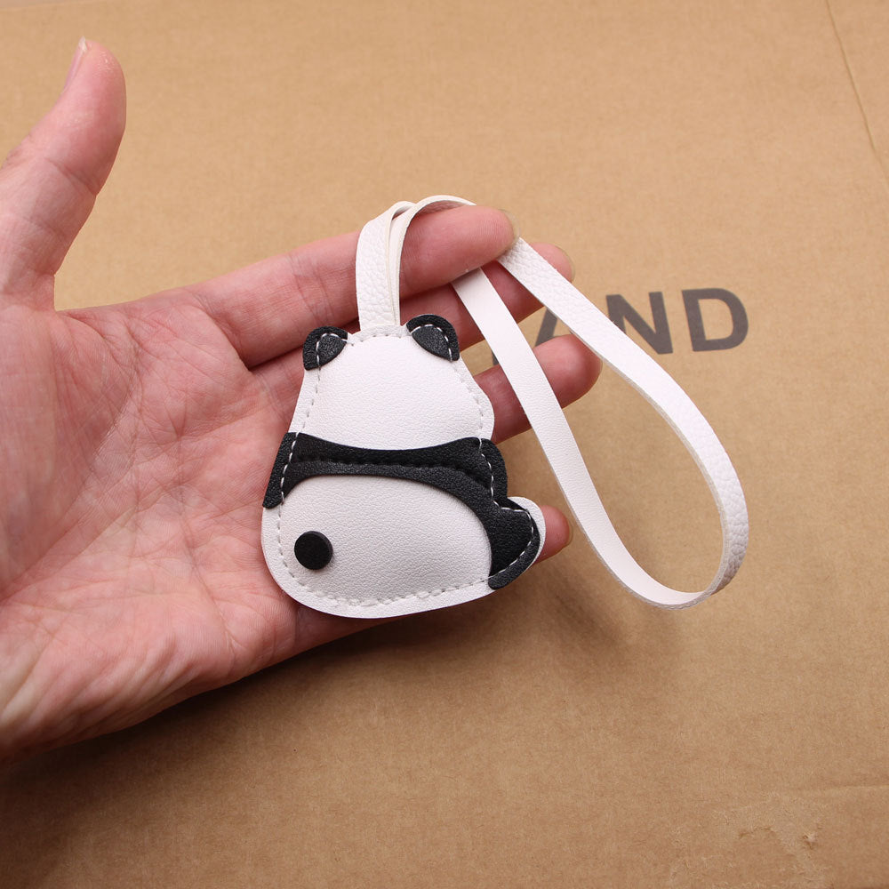 Little Panda Leather Bag Charm Strap - Panda