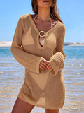 Open Knit O-Ring Cover-Up Mini Dress - Khaki