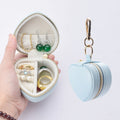 Tiny Heart Travel Jewelry Case With Clip - Blue