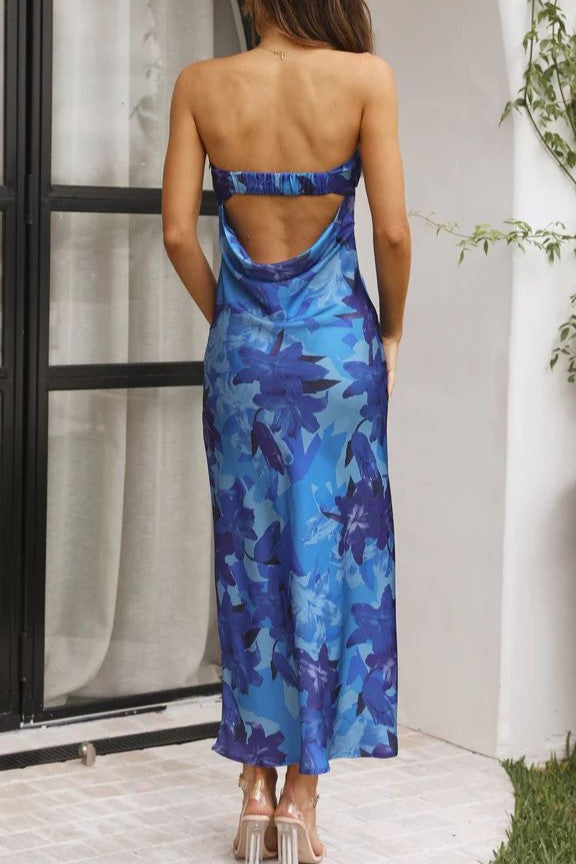 Strapless Satin Column Maxi Dress - BluePrint - 2
