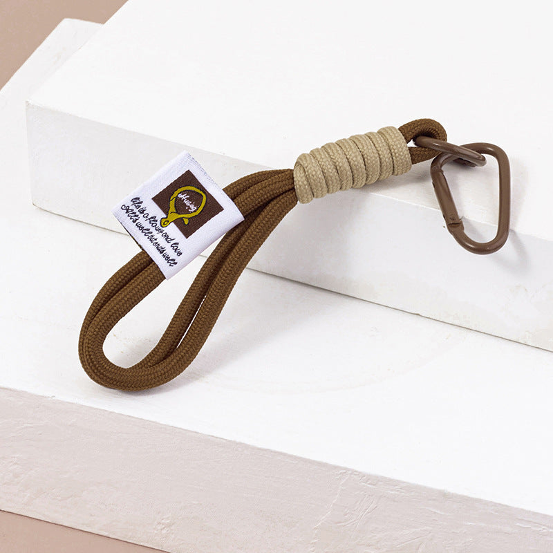 Short Rope Wristlet Keyring Strap - coffee