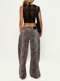 Zebra Print Low Rise Straight Jeans - Printed
