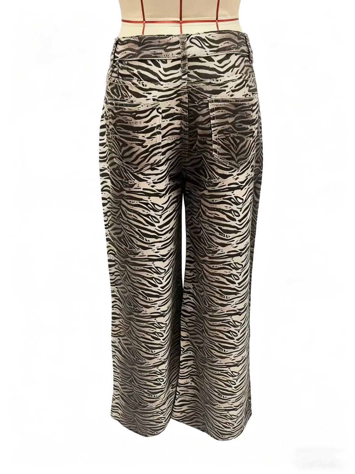Zebra Print Low Rise Straight Jeans - Printed - 5